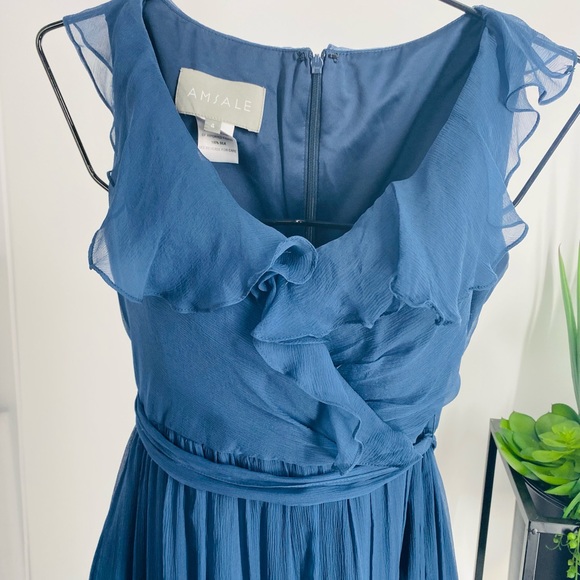 Amsale Designer navy blue chiffon gown - Picture 10 of 10